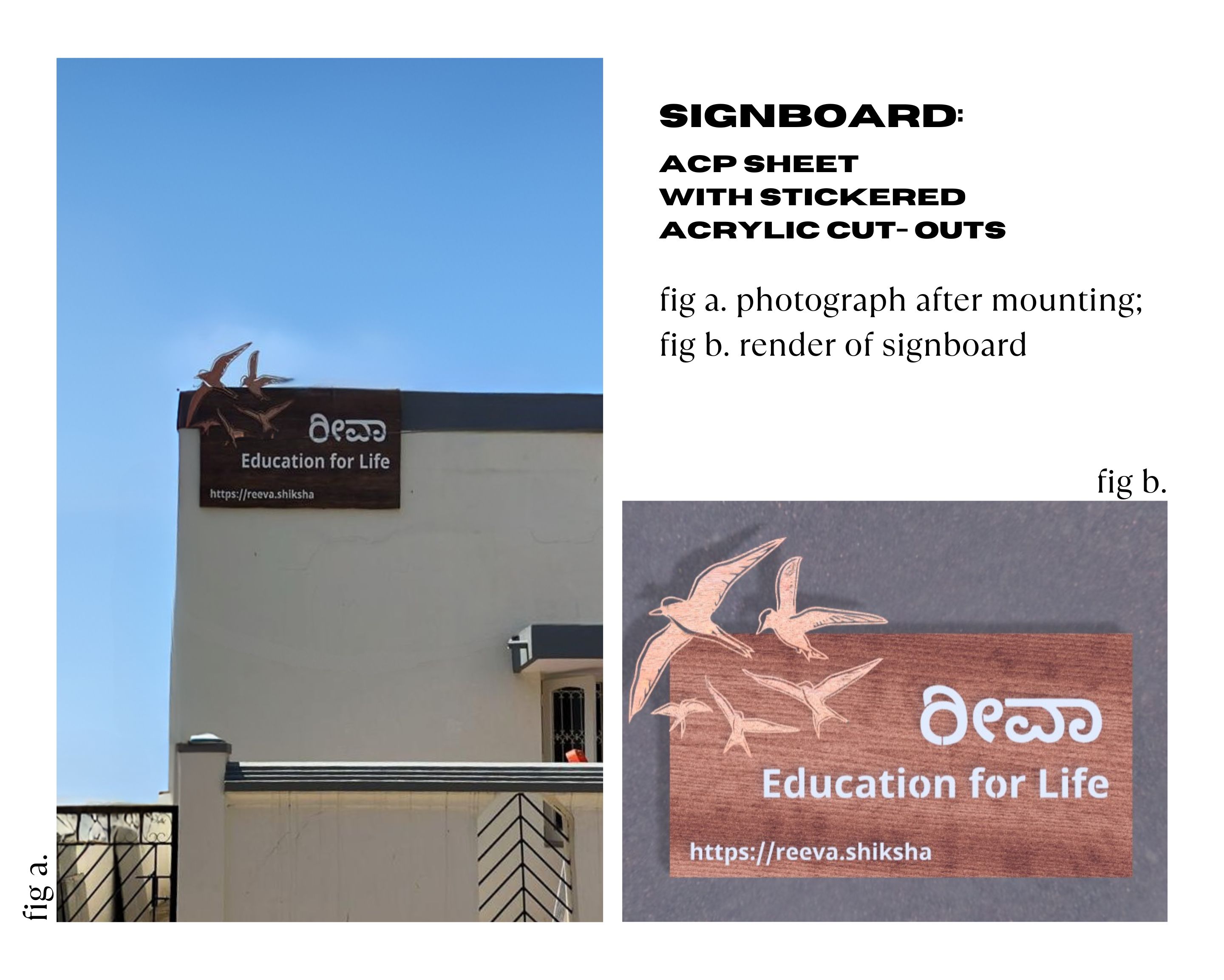 Reeva signboard mounted on building