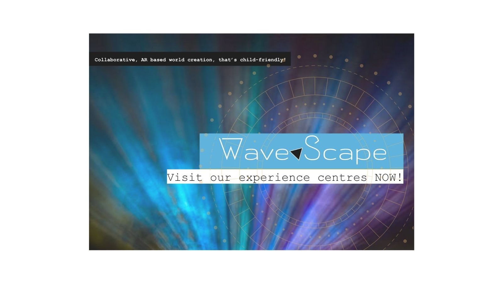 WaveScape experience-centre poster, blue variant